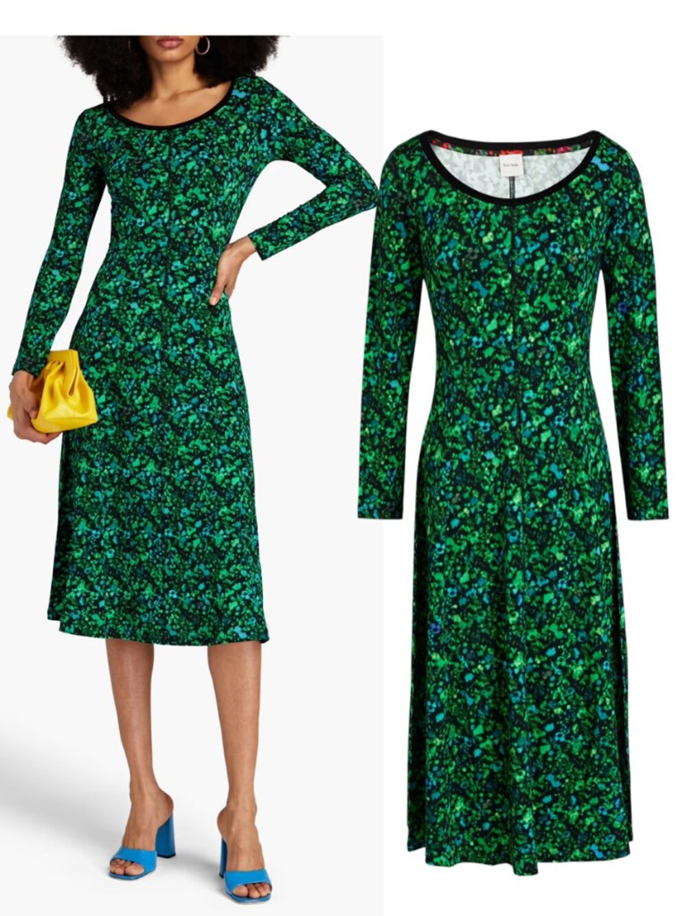 PAUL SMITH printed jersey midi dress sz S fit & flare - Picture 1 of 5